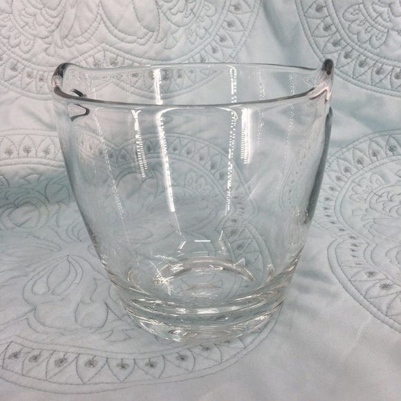 Vintage Toscany Krosno Poland Hand Blown Glass Handled Ice Bucket Chiller Bar - Picture 5 of 5